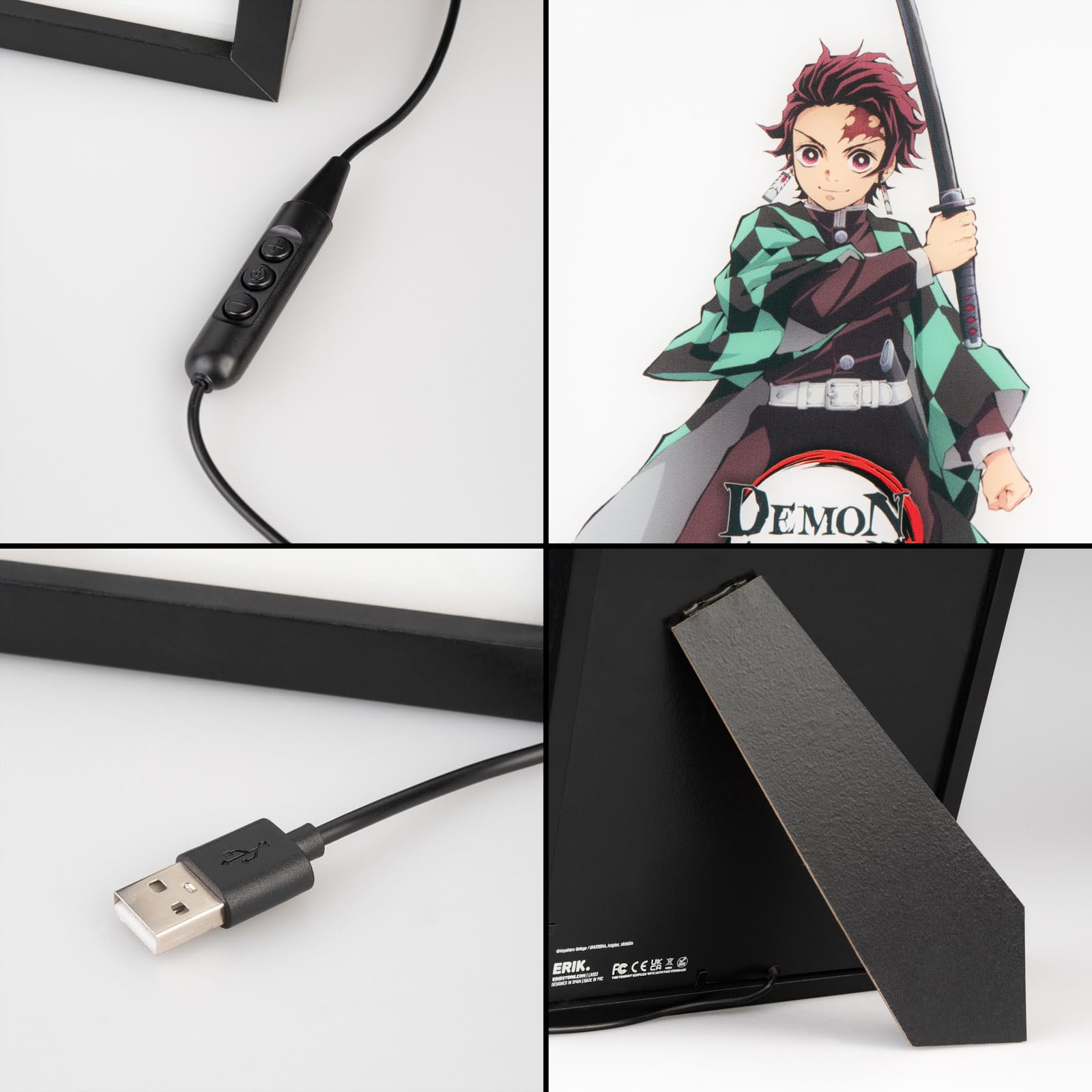 Grupo Erik Cuadro Demon Slayer Manga - Marco Anime Merchandising | Cuadros Decoracion Dormitorios, Lampara Escritorio, Figura Demon Slayer, 3 Tonos de Luz y 5 Niveles de Brillo, 20x28cm