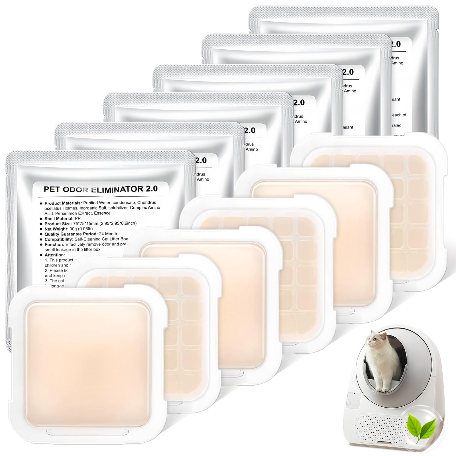 AMFUN Deodorante N50 per Toilette per Gatti, Deodorante per Lettiera Autopulente Pura Max/PURA MAX 2, Fragranza a Lunga Durata, Rimuove gli Odori di Urina e Feci Del Gatto (6 pezzi)