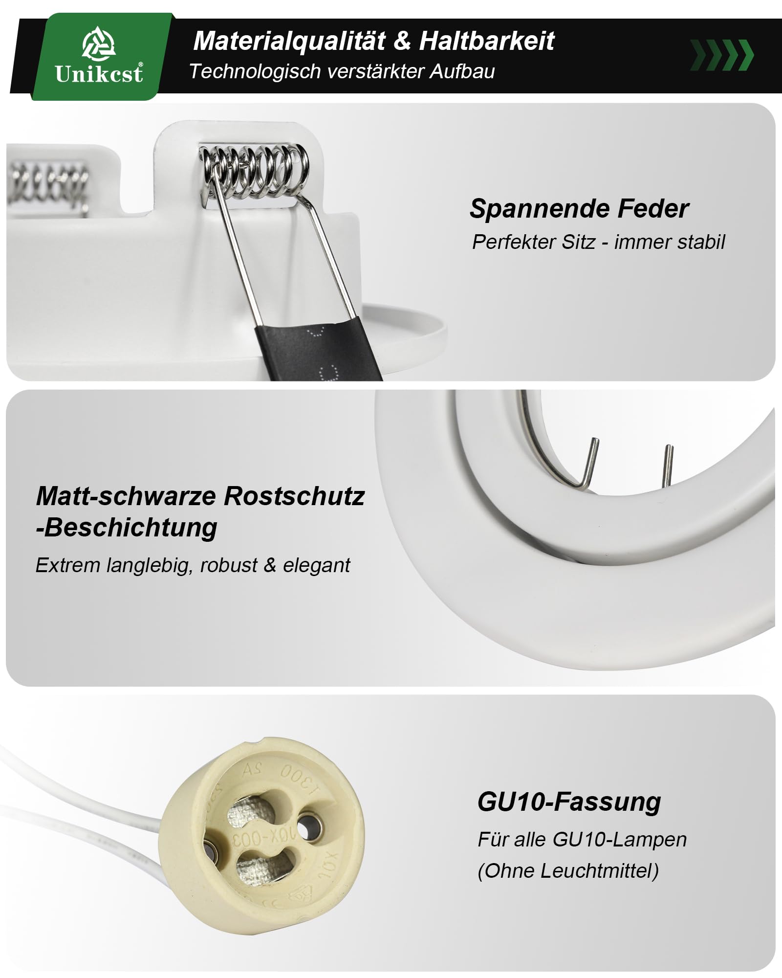 6er LED Einbaustrahler Rahmen GU10 Schwenkbar Einbaurahmen Matt-weiß Einbauspots mit GU10 Fassung Metall Rund Einbauleuchten Decke LED Lochdurchmesser 98mm für Küche Wohnzimmer Messehallen