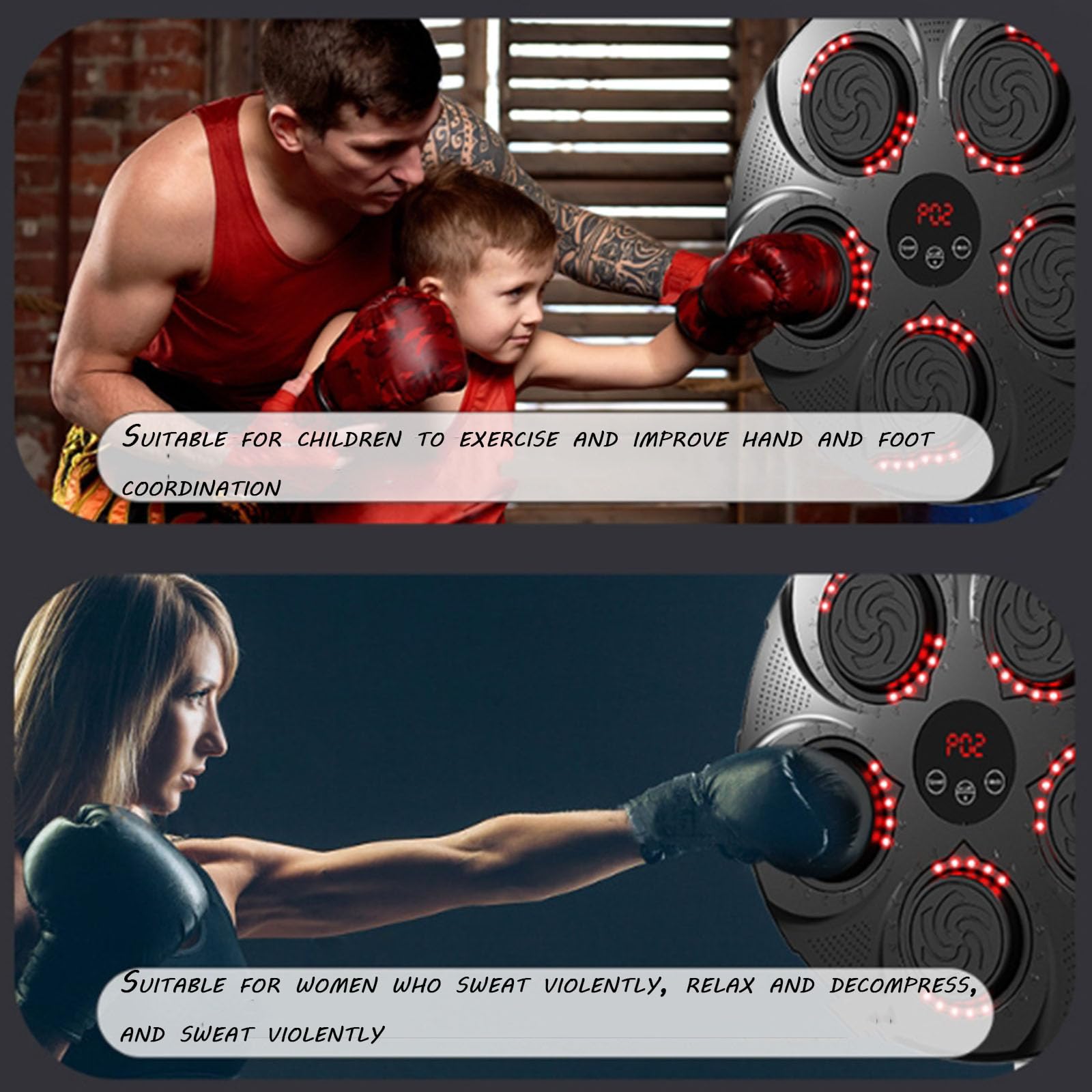 Bersaglio di boxe musicale, Esercizio libero, Bersaglio di boxe musicale, Applicazione multi-scena, Collegamento Bluetooth (black B)