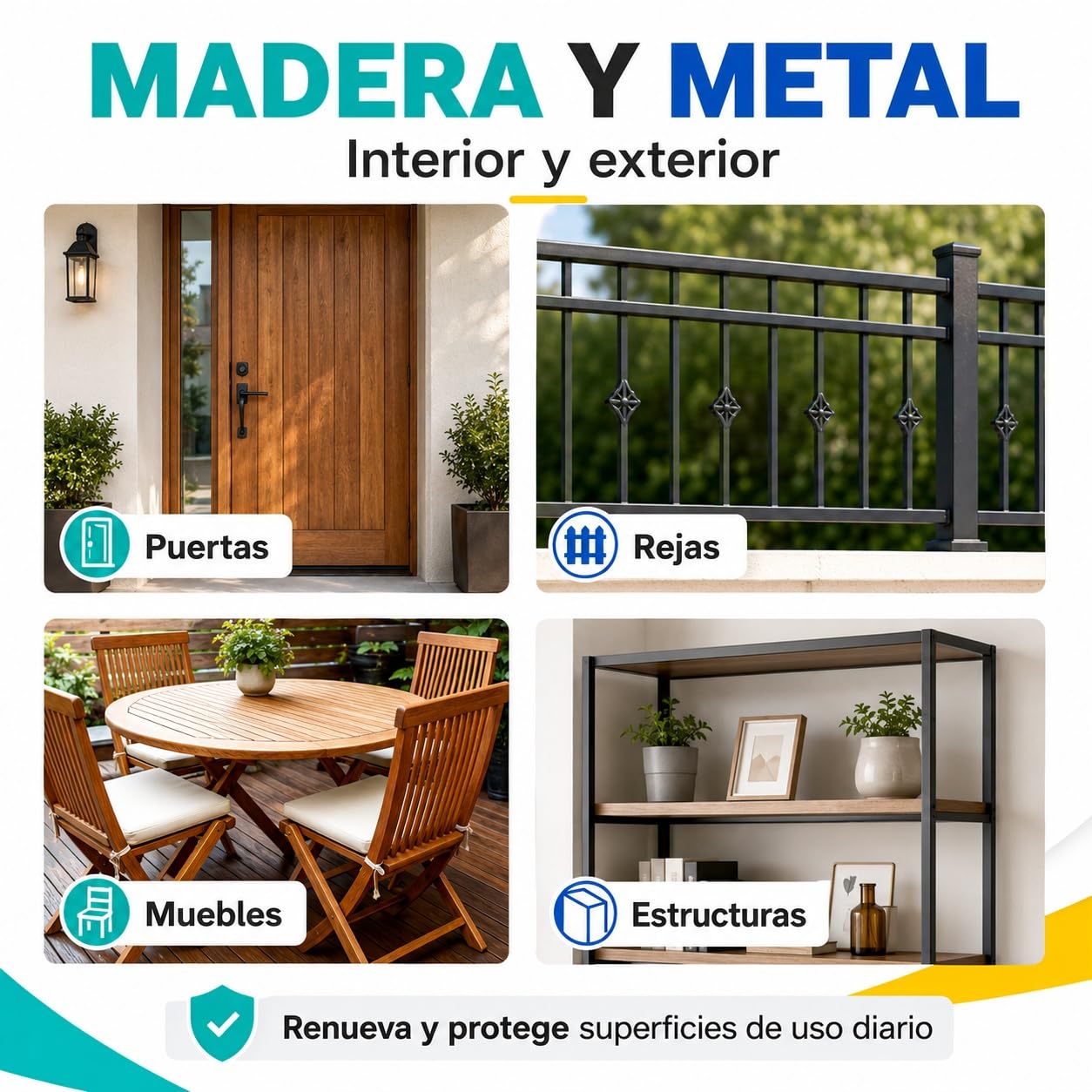 SPSIL Barniz Sintético al Agua para Madera Barniz Satinado 750ml X4, Protección UV y contra Humedad - Acabado Brillante - Secado Rápido - Interior y Exterior - Alto Rendimiento 8m²/L