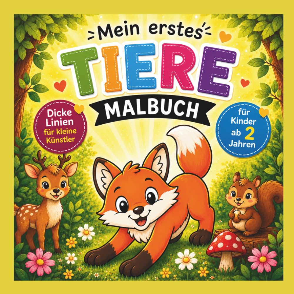 Mein erstes Tier-Malbuch: Süße Tiere zum Ausmalen für Kinder ab 2 Jahren - Extra dicke Linien & einfache Motive für Kleinkinder