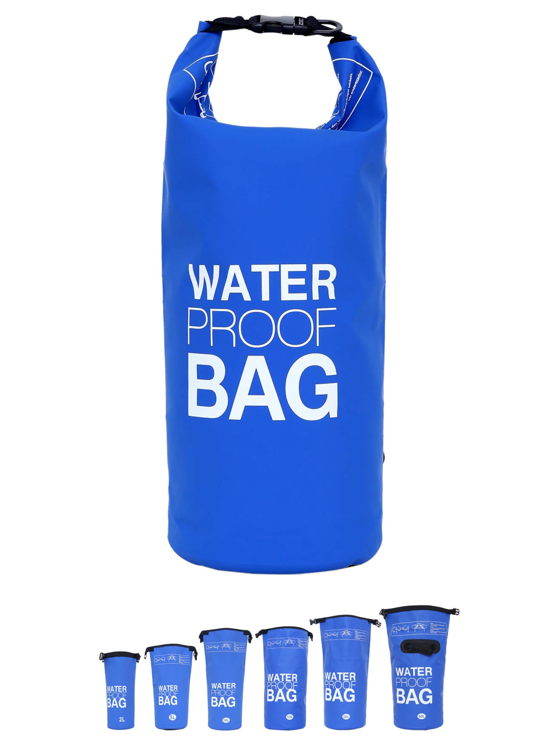 DonDon Dry Bag Borsa Impermeabile da 2l, 5l, 10l, 15l, 20l, 30l con Tracolla