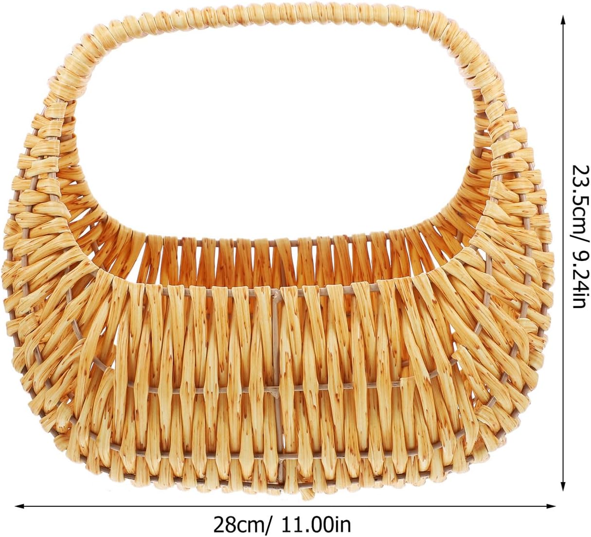 Woven Flower Basket Handheld Hand-woven Flower Holder Beige Vintage Rattan for Wedding Ceremony Home Decoration Picnic