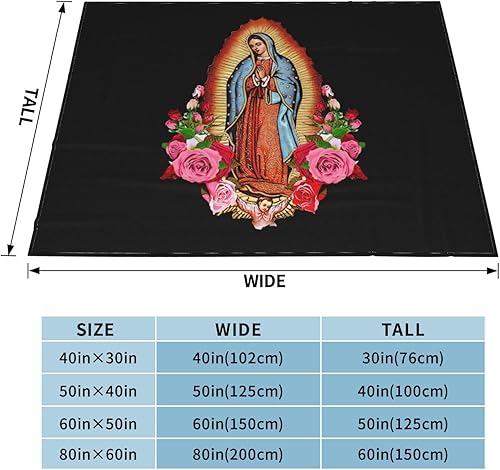 Miniatura 4 de Manta de franela suave y acogedora con texto en inglés "Our Lady of Guadalupe Virgen María", para sofá, cama, caravana, 50 x 40 pulgadas