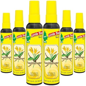 LITTLE TREES Car Air Freshener | Spray Provides a Long-Lasting Scent for Auto or Home | On-the-go Freshness | Vanillaroma, 6 Air Fresheners