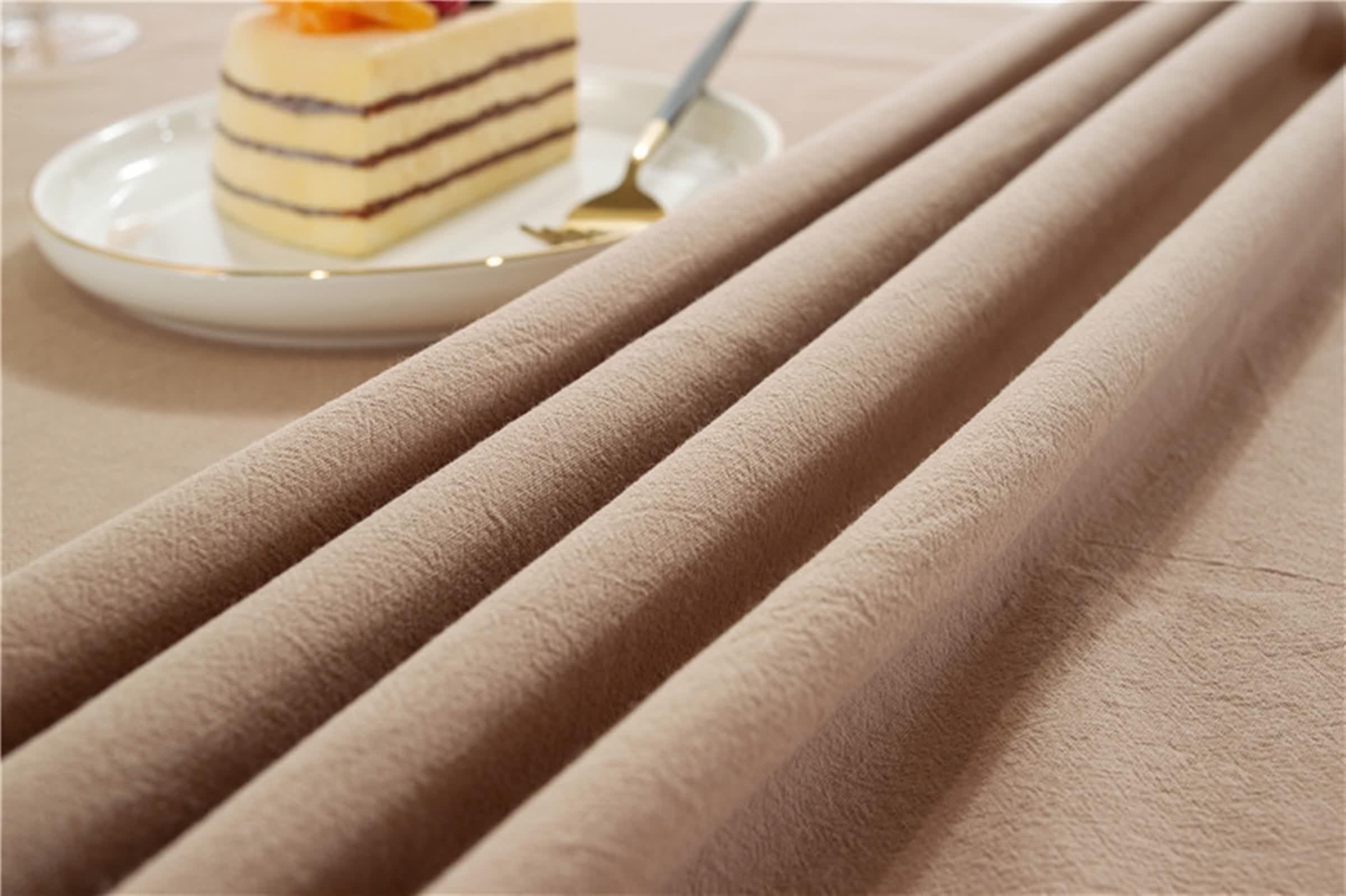Tovaglia Cotone, Tovaglia Festa Beige Giallo Tinta Unita con Nappa Copritavolo 140X200CM per Soggiorno Cucina