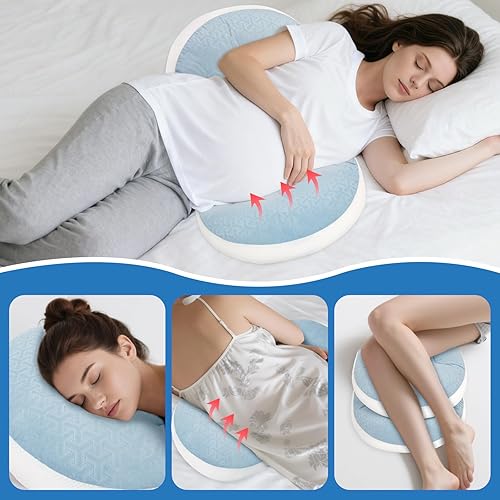 Miniatura 7 de Almohada de embarazo, almohada de cuña de embarazo para dormir portátil, almohada de maternidad para mujeres embarazadas, almohada corporal para