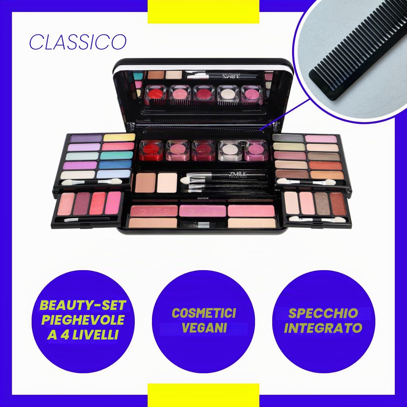 ZMILE Cosmetics Tavolozza Trucco Classic, Cosmetici Vegan, Nero
