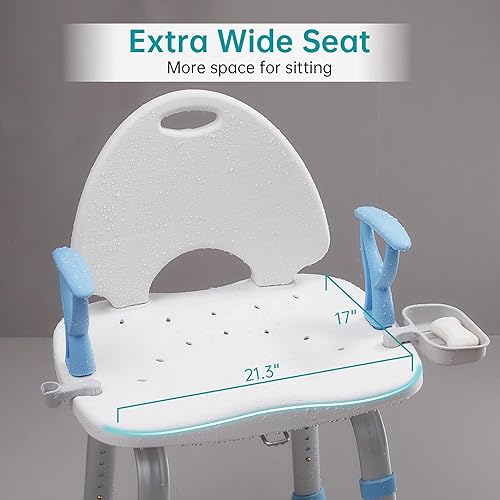 Miniatura 4 de ELENKER Silla de ducha giratoria de 450 libras, silla de baño giratoria resistente y asiento de ducha giratorio de grado médico para ducha interior