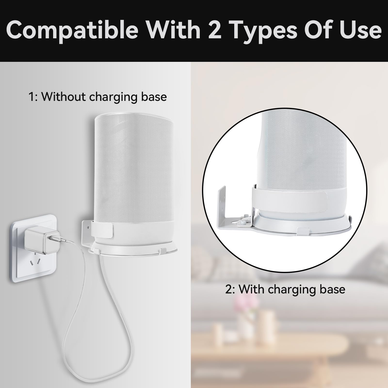 shinar Metalen wandhouder, compatibel met Sonos Roam 1/2, houder, accessoires, standaard, compatibel met sonos Roam1/2, verstelbare houder, max. 12 kg (wit