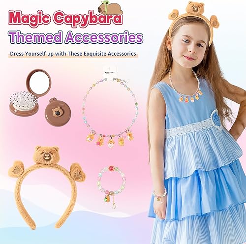 Miniatura 3 de Ditucu Turtle Capybara - Regalos de peluche para niñas de 4, 5, 6, 7, 8, 9, 10 años con animales de peluche, calcomanías, botella de agua, llaveros,