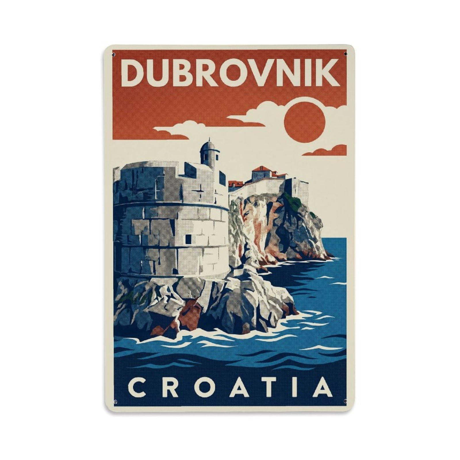 Travel Retro Croatia Dubrovnik Metal Tin Sign