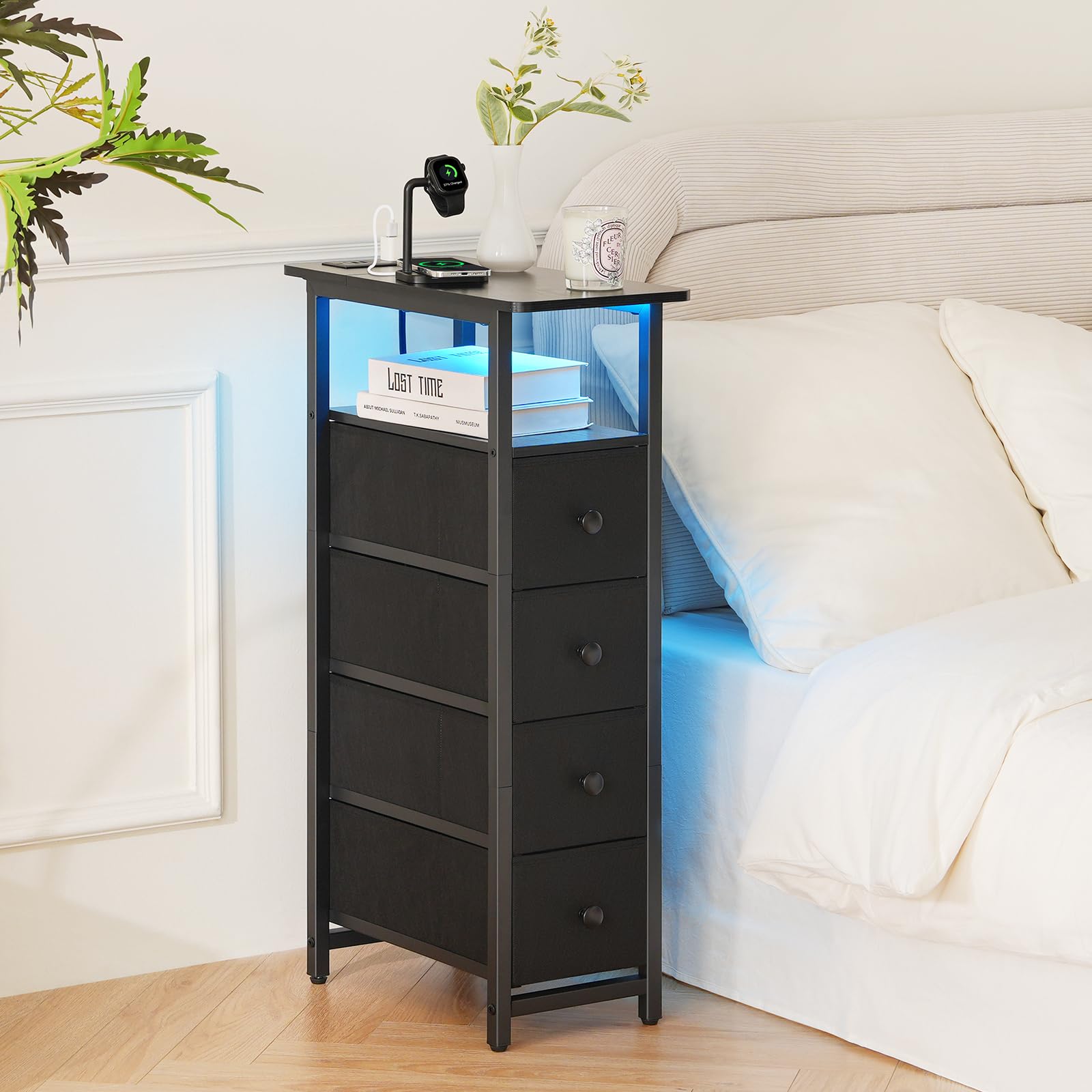 Amazon.com: Yoobure Narrow Dresser for Bedroom, LED Slim Dresser with ...