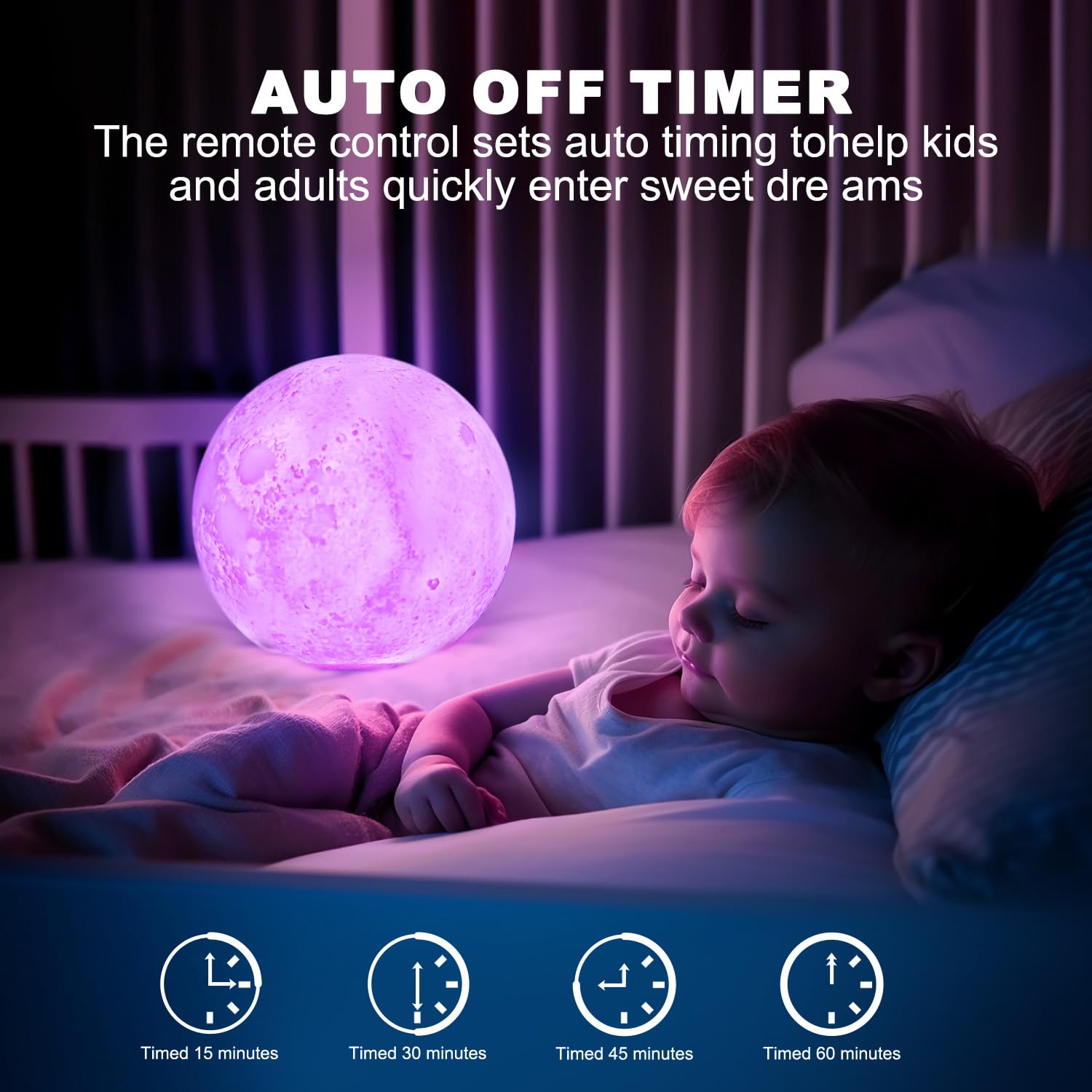Lámpara de luna, luz nocturna de 16 colores, lámpara de luz 3D, control táctil y remoto, con soporte de madera, LED regulable | Ajuste de tiempo, luz nocturna para oficina/hogar/regalo para