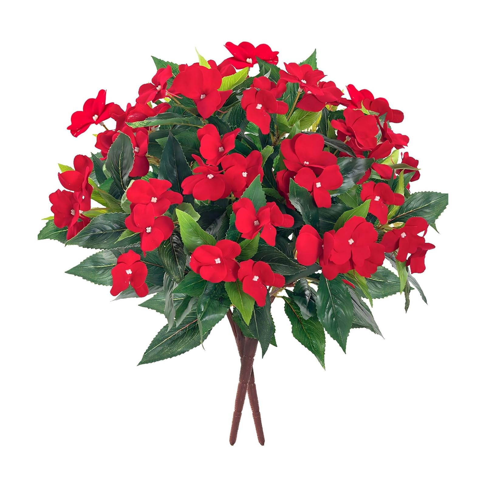 Tsophreniq Red Artificial Impatiens Floral Arrangements, Colorfast Fabric Blooms For Indoor Venues, Parties & Pet-Friendly Spaces Floral Arrangements