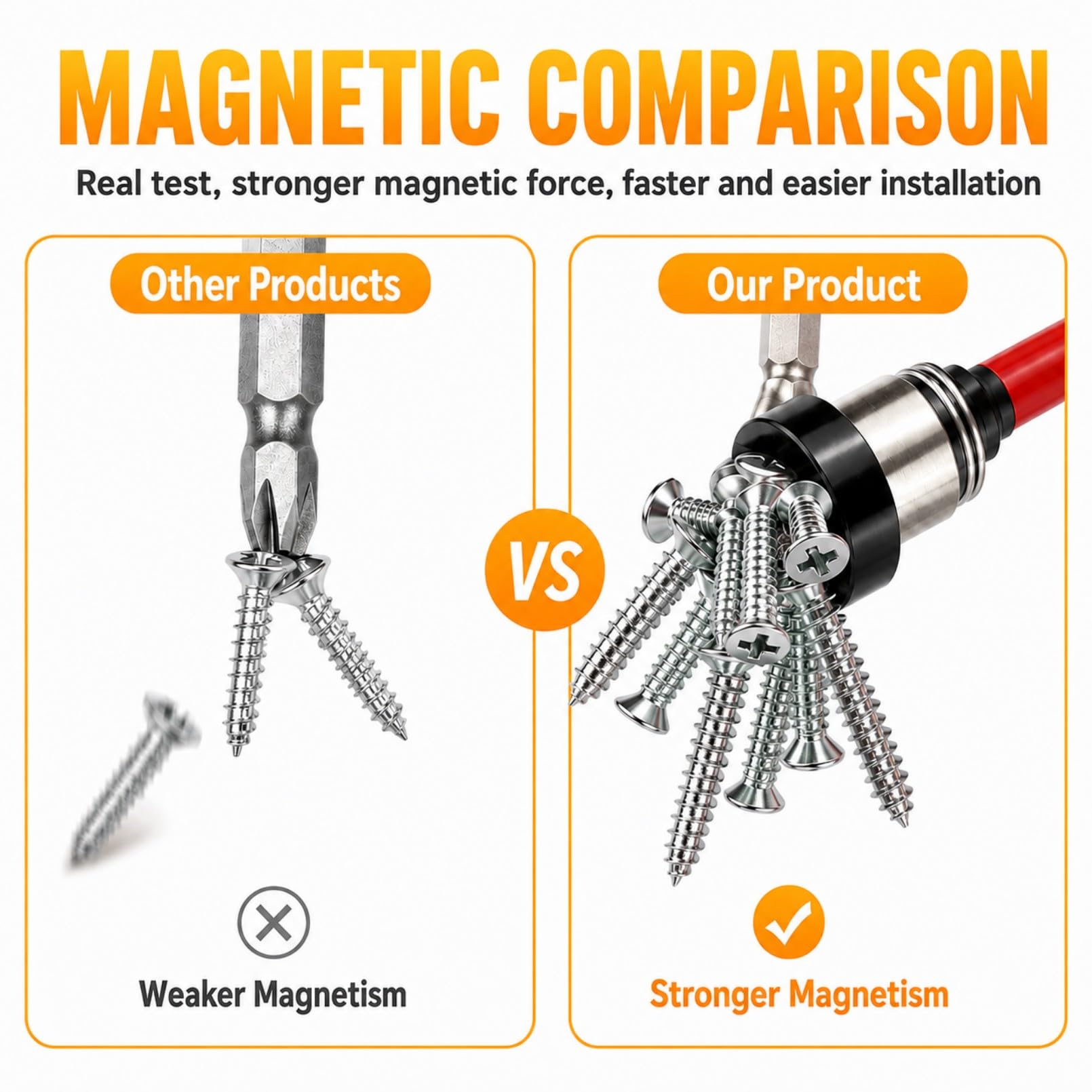 Juego de 4 puntas magnéticas PH2 de 1/4", punta de destornillador de posicionamiento para yeso y paneles de yeso, ajuste de profundidad de tornillo, para taladro y atornillador eléctrico inalámbrico