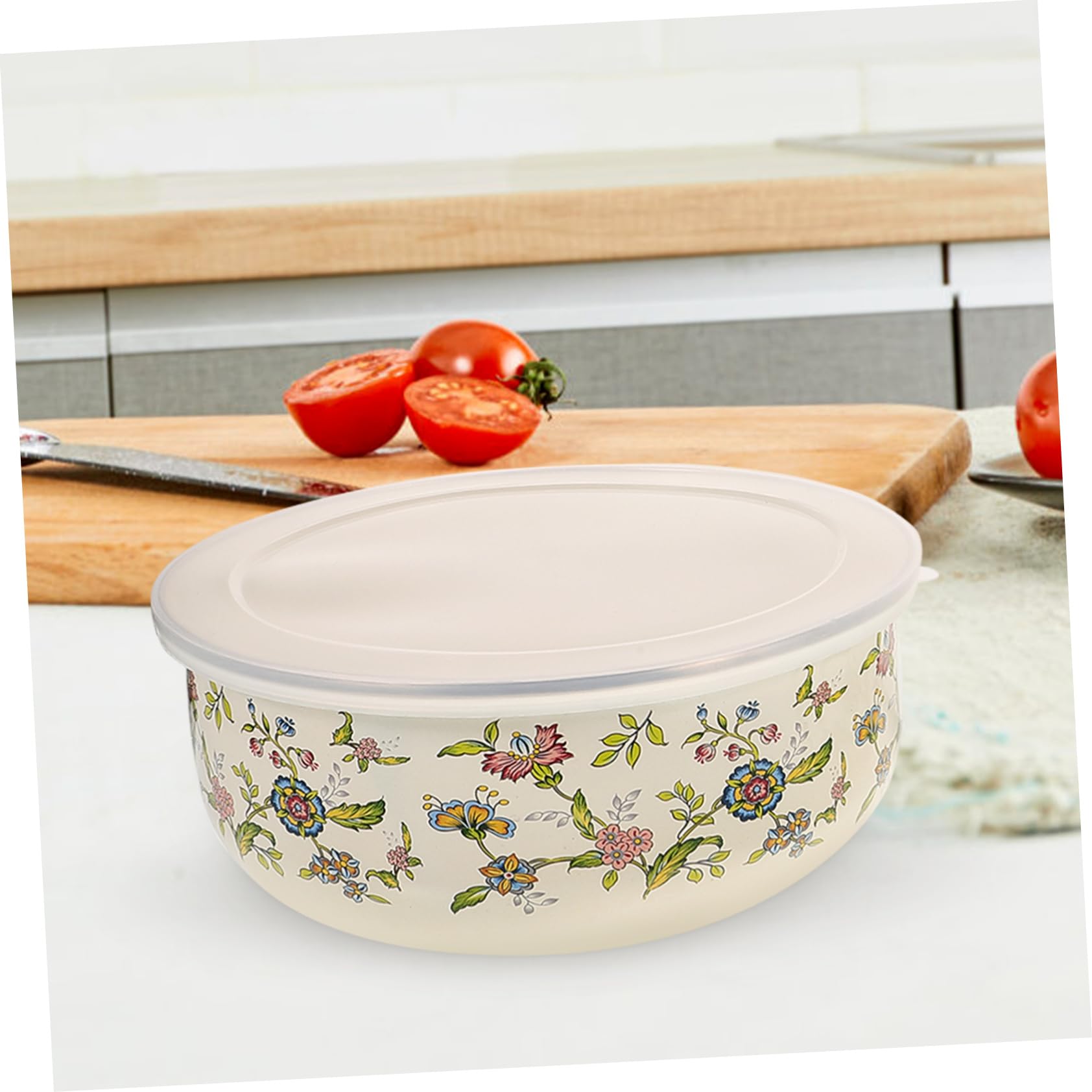 Emaille Schüssel Set 5Er Mit Deckel – Stapelbare Rührschüsseln Für Küche Und Kühlschrank Frischhaltende Aufbewahrungsschalen Für Salat Obst Und Lebensmittel 3.94X3.94X1.97In