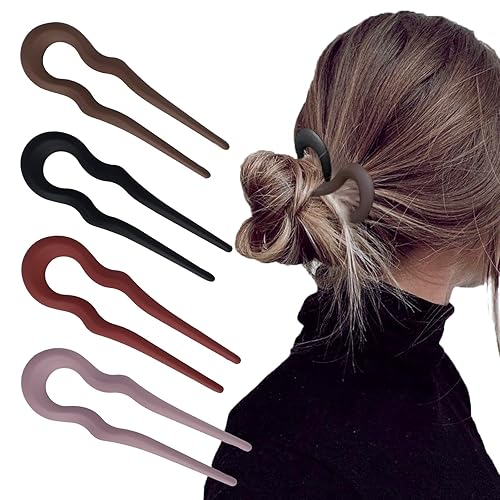 FRDTLUTHW Horquilla de pelo francés esmerilado en forma de U de 5.1 pulgadas para mujeres y niñas (paquete de 4)