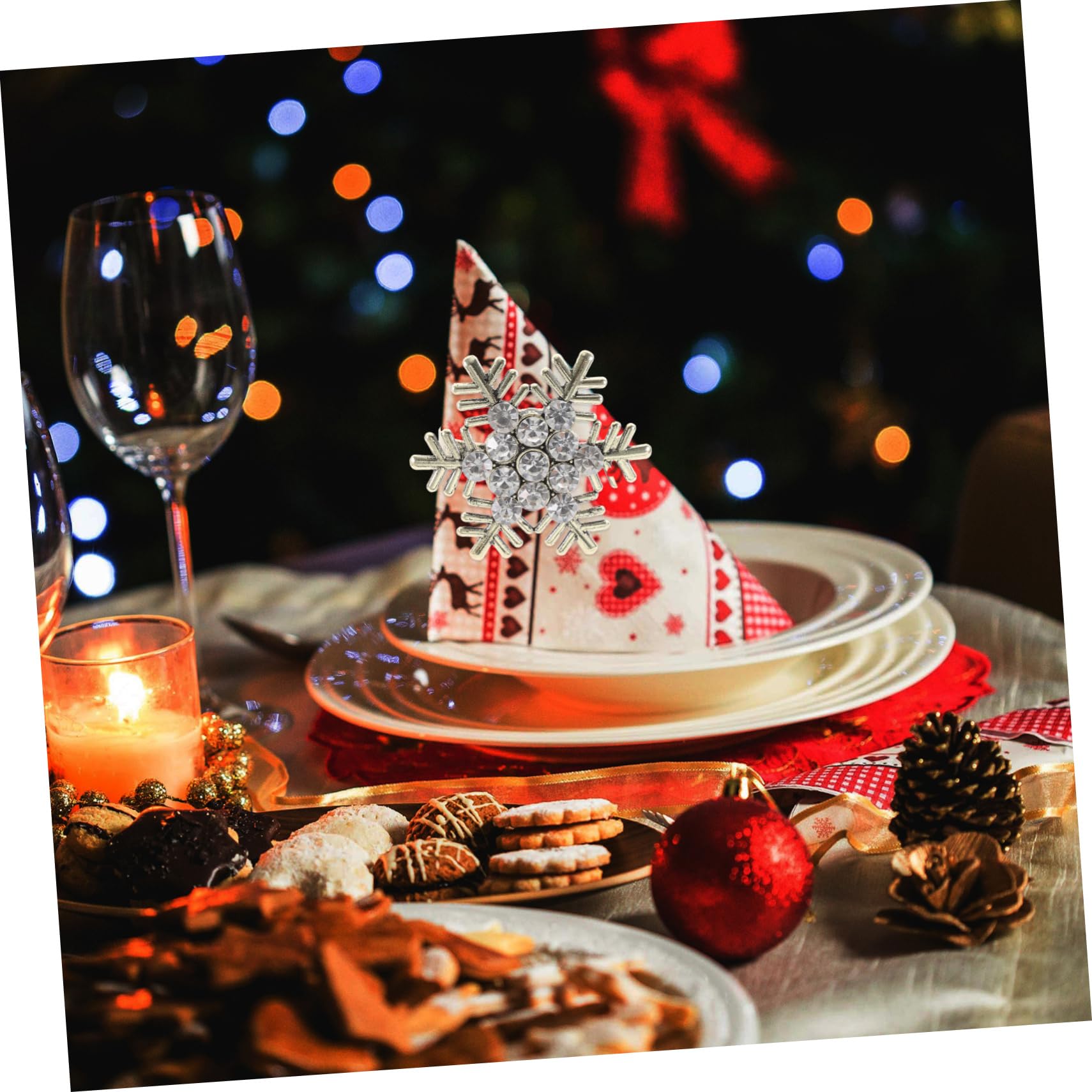 Alipis 3 Sätze Weihnachtsserviettenringe Aus Schneeflocken Serviettenhalter Für Festliche Tischdekoration Geeignet Für Zuhause Und Restaurants 6 Stück * 3