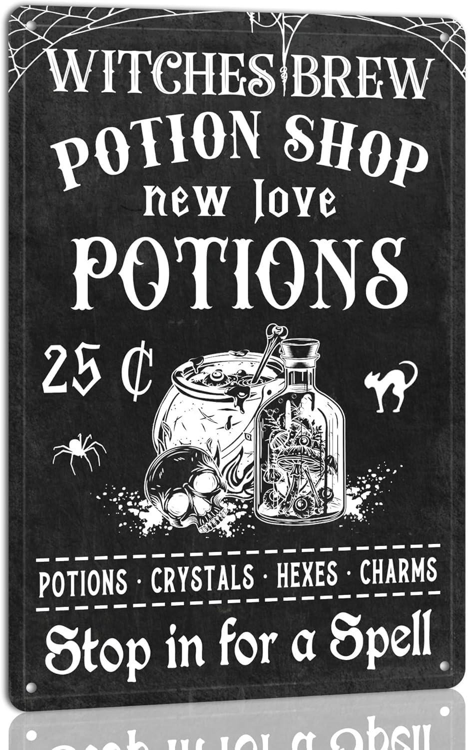 Duetom Witches Brew Potion Shop Halloween Metal Aluminum Sign Wall Art for Farmhouse Home Cafes Haunted House Halloween Holiday Party Decor 12x16 Inch
