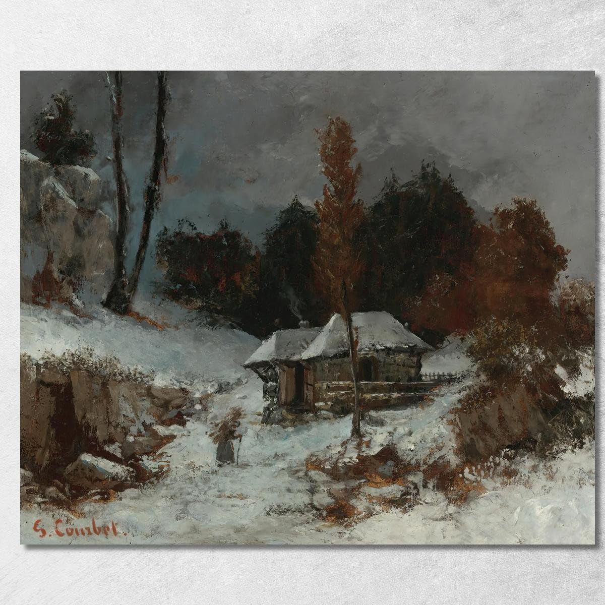 Tableau Gustave Courbet paysage enneigé | Toile Fine Art encadrée 125x100 cm