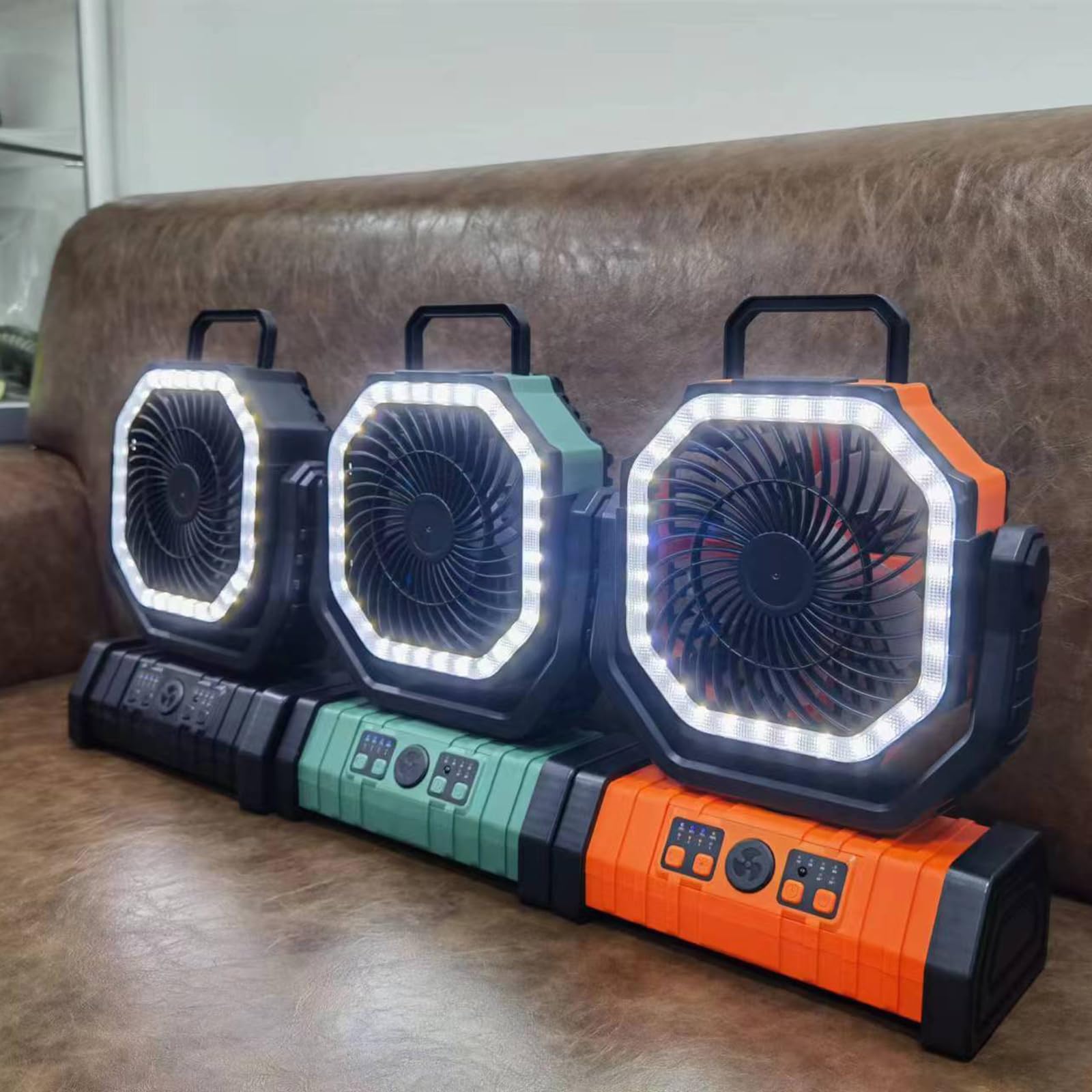 Ventilatore per tenda con luce LED, alimentato a batteria, ricaricabile tramite USB, 20000 mAh, potente per campeggio e interruzioni di corrente, forte
