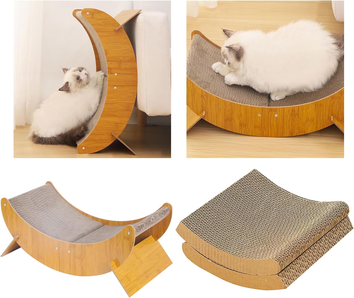 Cat Toys, Cat Toy Toy Protecting Furniture Floor Carpet Couch Moon Shape Bed for Playing and Napping