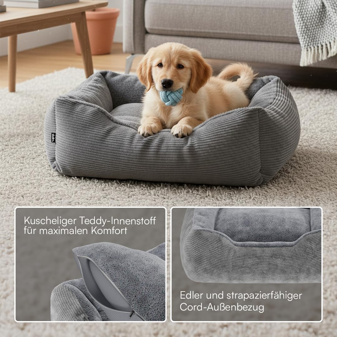 skølm Kuscheliges Hundebett Eir mit abnehmbaren Bezug, Hundekorb waschbar für kleine und mittelgroße Hunde, Hundekissen, Hundekörbchen Hundesofa 90x65 cm