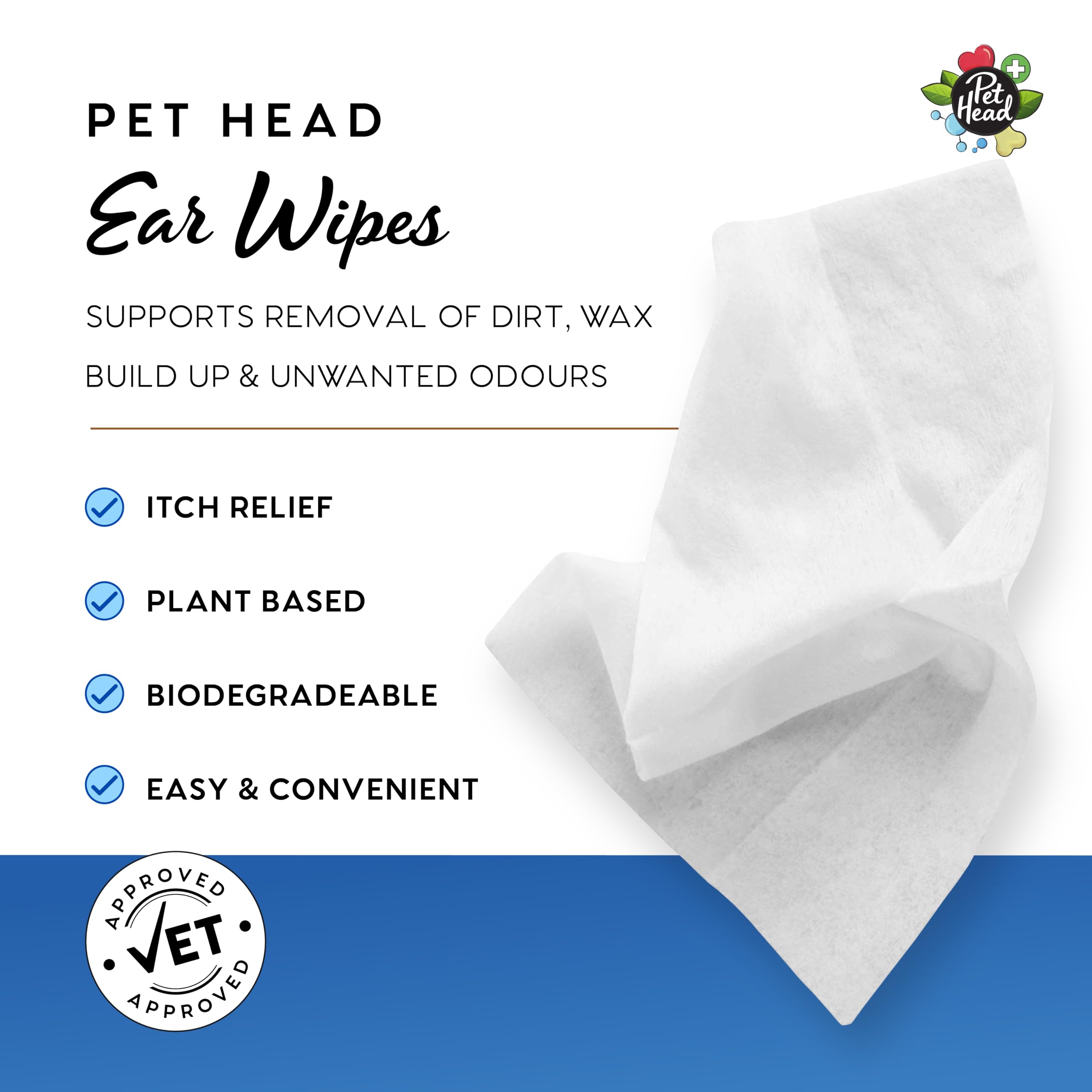 Pet Head Health Cat and Dog Ear Wipes, White - Image 4
