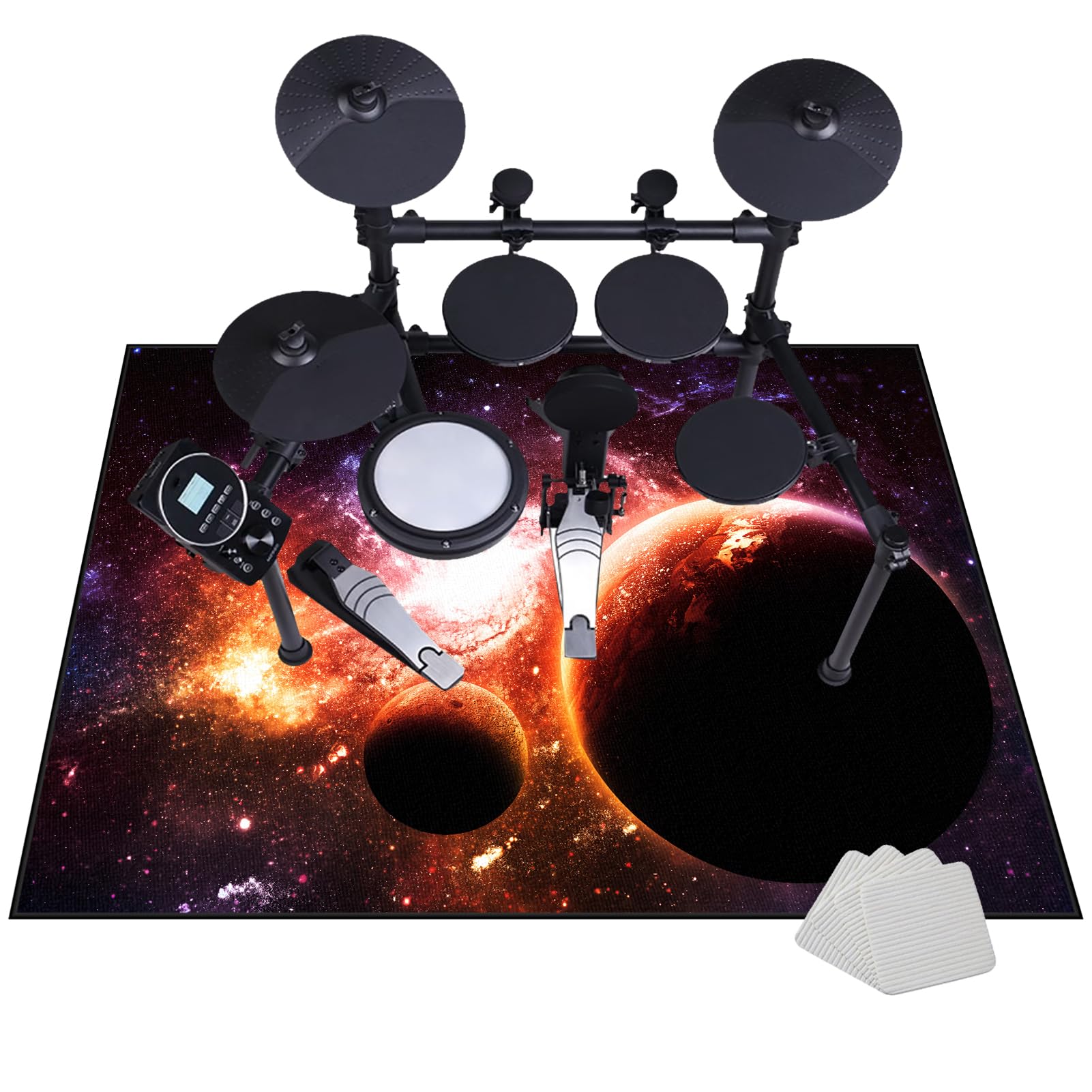 JaevKwzy Non-Slip Drum Carpet Rugs | Drum Rug Drum Mat, Professional Percussion E-Drum Rug | Drums Set Rug | Soundproof Drum Blanket | Jazz Drum Bass Drum Snare Musical Instrument Mat 120 x 80 cm
