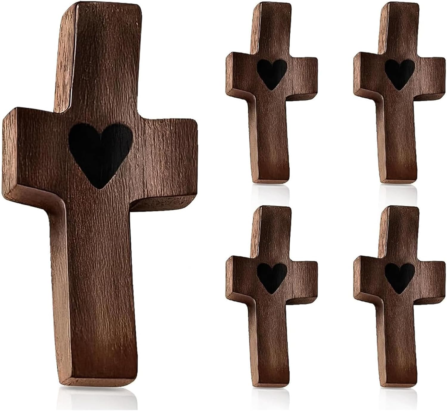 Wooden Cross My Heart, Handcrafted Handmade Pocket Wood Cross, Fingertip Stress and Anxiety Relief, Clutching, Clinging and Praying, Religious Encouragement Gift Present(20)