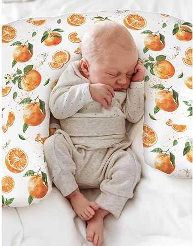 Miniatura 4 de Fundas de almohada de lactancia para bebés de acuarela naranjas para niños y niñas, ramas naranjas, flores, hojas, fundas de guardería para