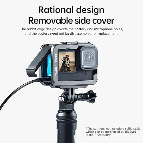 Miniatura 5 de TELESIN Carcasa de aluminio con marco protector de carcasa metálica para GoPro Hero 12 11 10 9 Negro, se adapta a Go Pro cuando ND CPL Filtro de