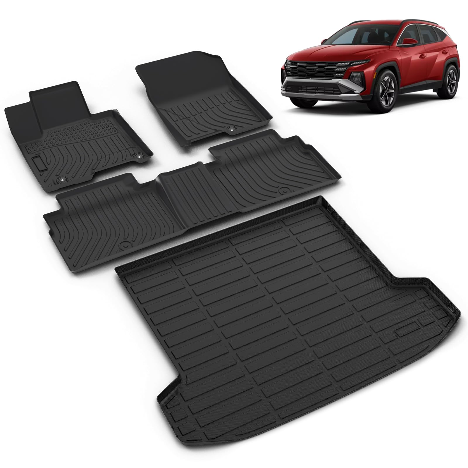 VOUKIY All Weather Car Floor Mats & Cargo Liner Set Fit for Hyundai Tucson Plug-in Hybrid 2022-2025 Floor Liners Trunk Liner Tucson Plug-in Hybrid Cargo Mat Accessories Black