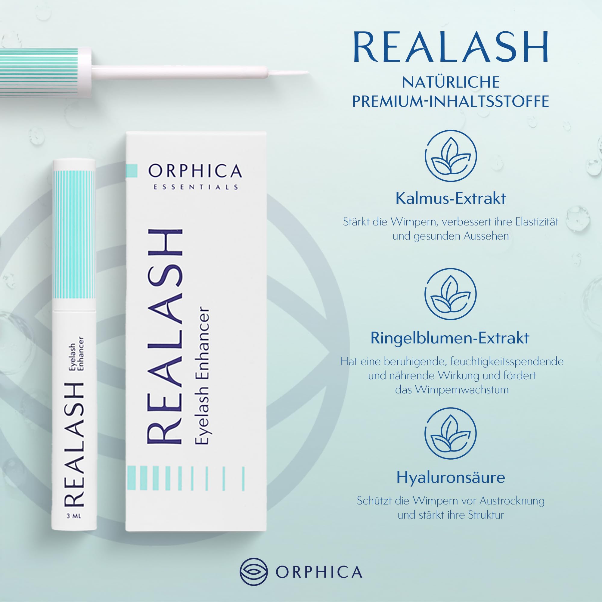 ORPHICA Realash Wimpernserum 3 ml - Wimpern Conditioner für Stärkung, Verdichtung und Verlängerung