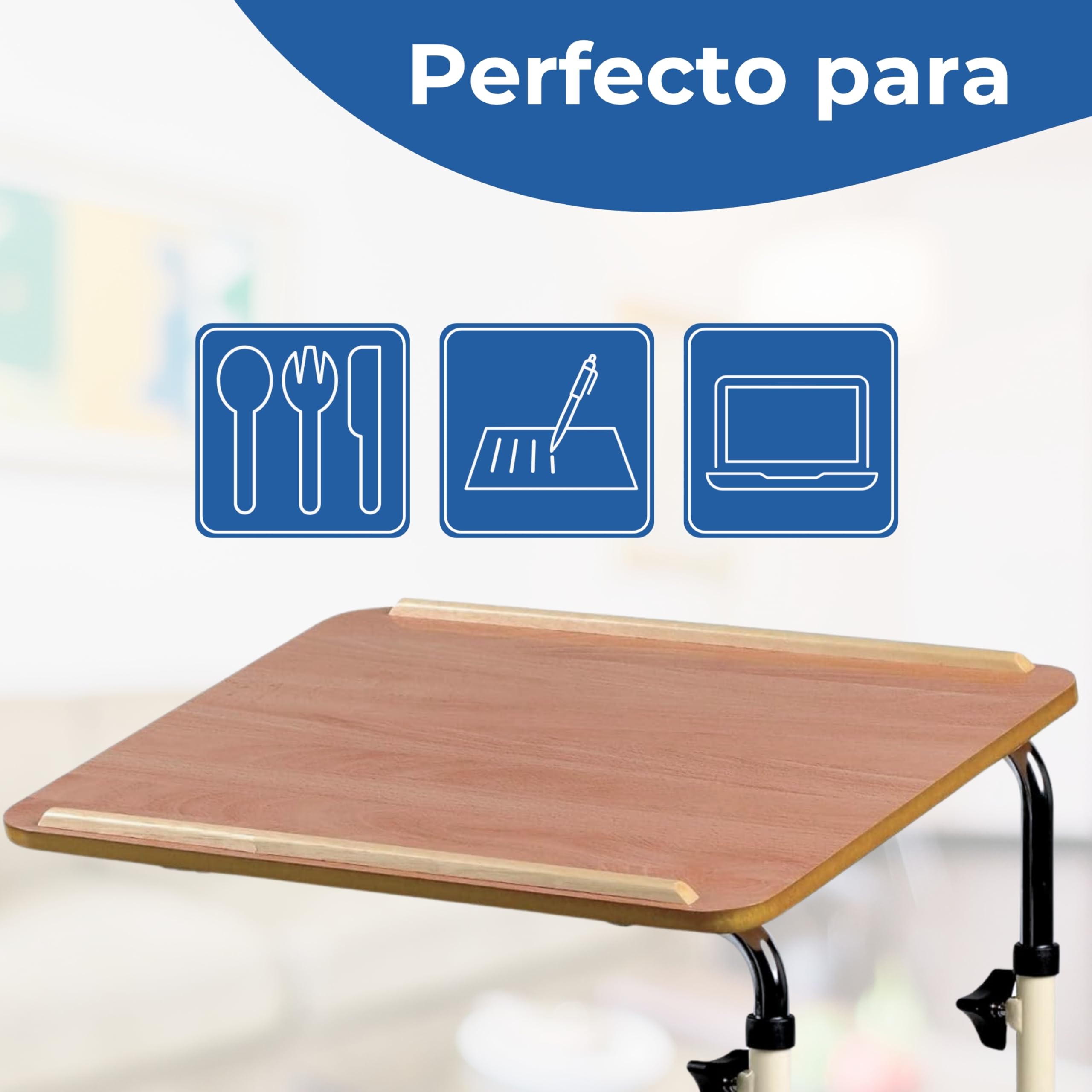 Patterson Medical - Mesilla auxiliar para cama, con ruedas