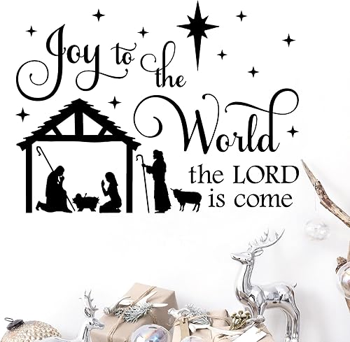 Miniatura 3 de Joy to The World The Lord is Come - Calcomanía de vinilo para decoración del hogar decoración de pared 165 pulgadas de alto x 22 pulgadas de largo