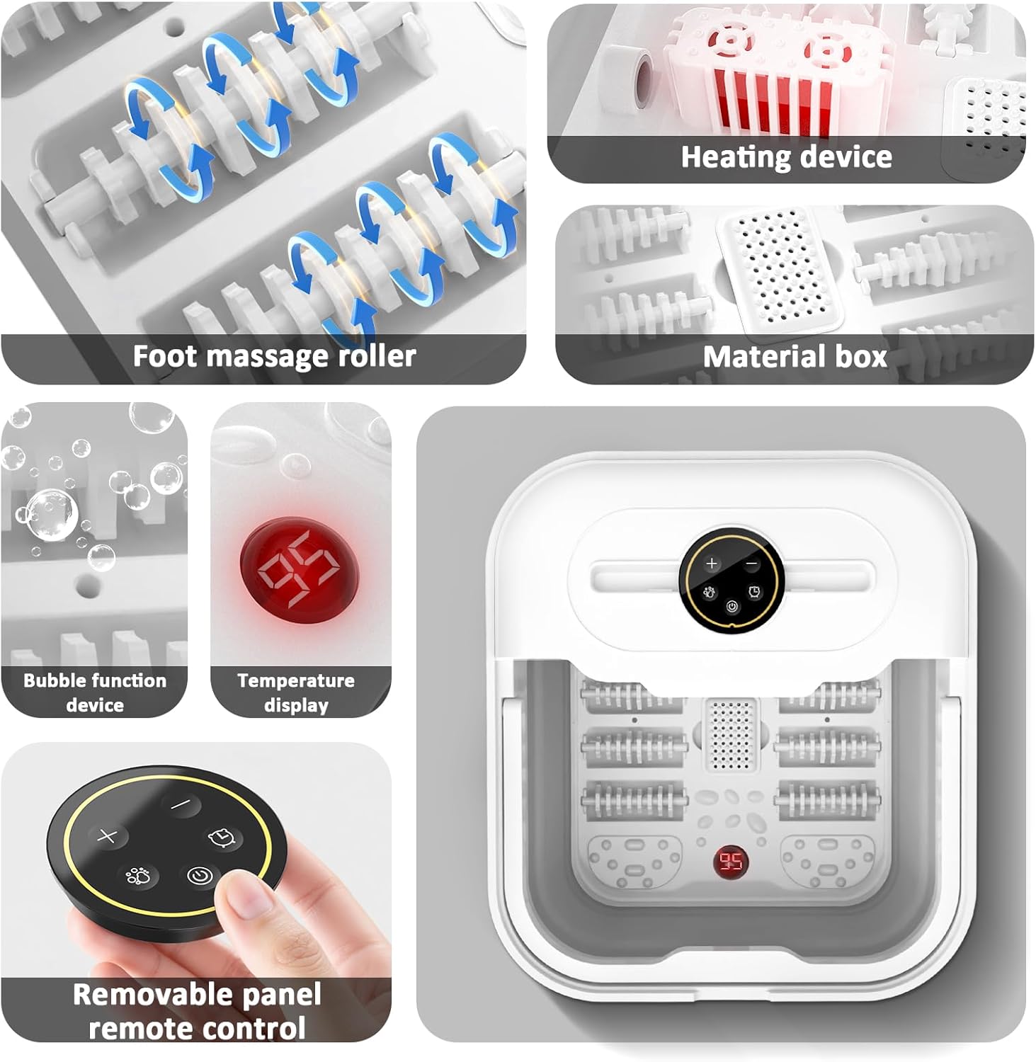 ZhanHao Pedicure Foot Spa, Foot Spa Bath Massager with Heat, Collapsible Bath Soak Tub, Portable for Any Casual Scene to Help You Relax