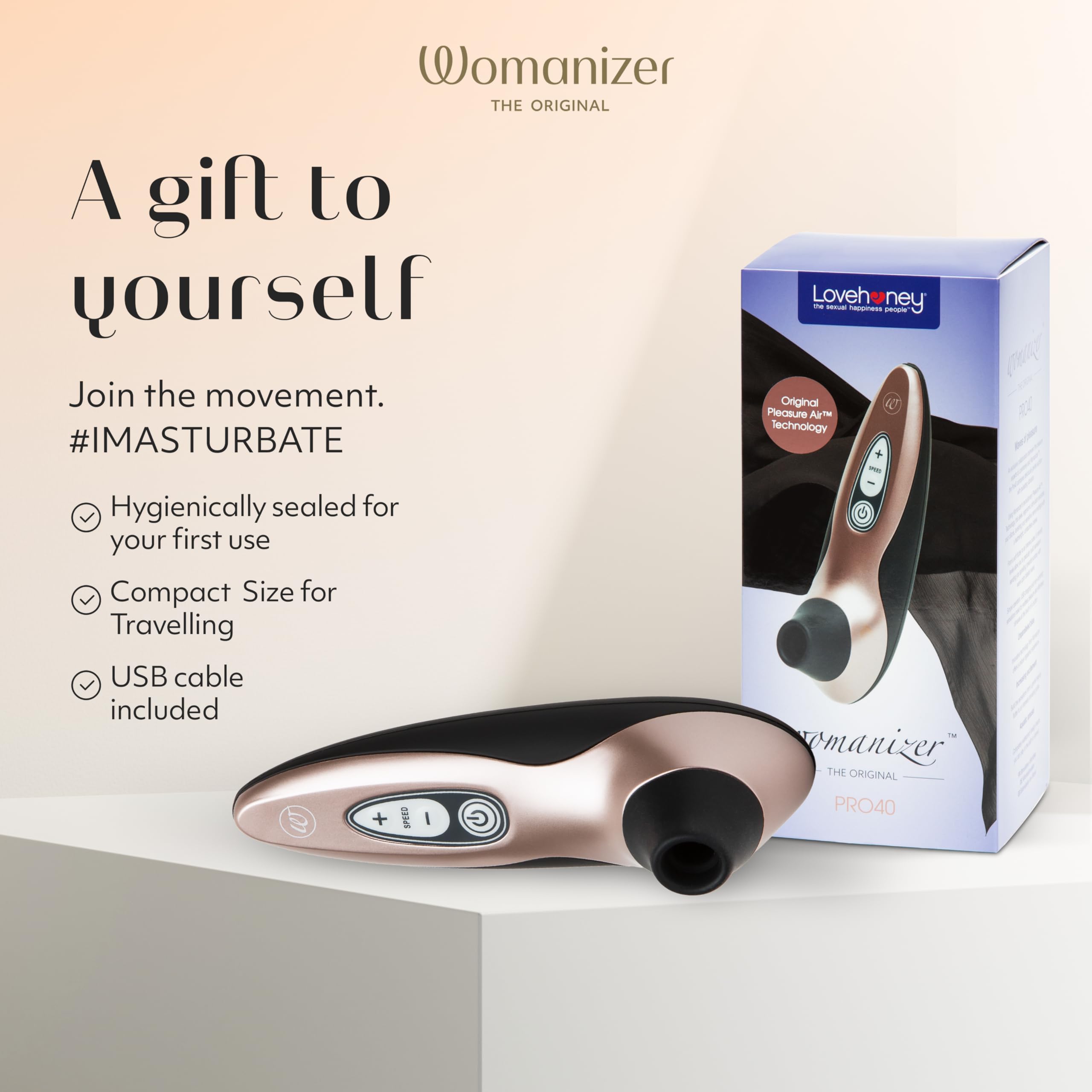 Womanizer Pro40 Succhia Clitoride per Donna | Succhiatore Clitorideo con 6 Intensità | Stimolatore Vibratore Impermeabile | Sex Toy Ricaricabile Coppie | Oro Rosa
