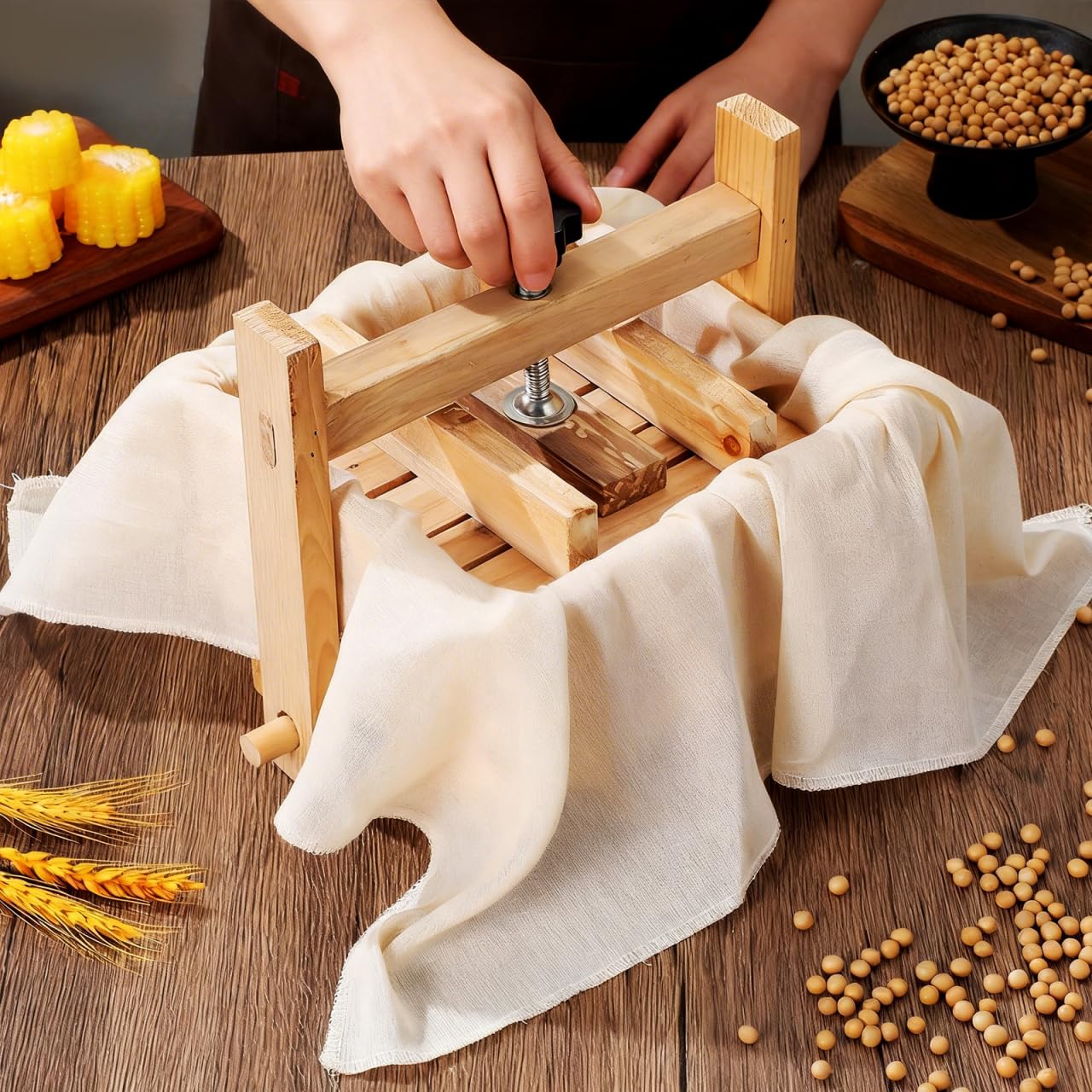 PRETYZOOM 1 Set Tofu-Form aus Holz, Bohnenquarkpresse für hausgemachten Tofu und Käse, praktisches Küchenwerkzeug zum Herstellen und Kochen