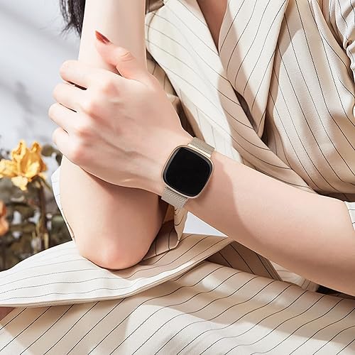 Miniatura 5 de Vanjua Correa de metal para Fitbit Sense 2  Sense Bands, Fitbit Versa 4  Versa 3 bandas para mujeres y hombres, correa de repuesto magnética de
