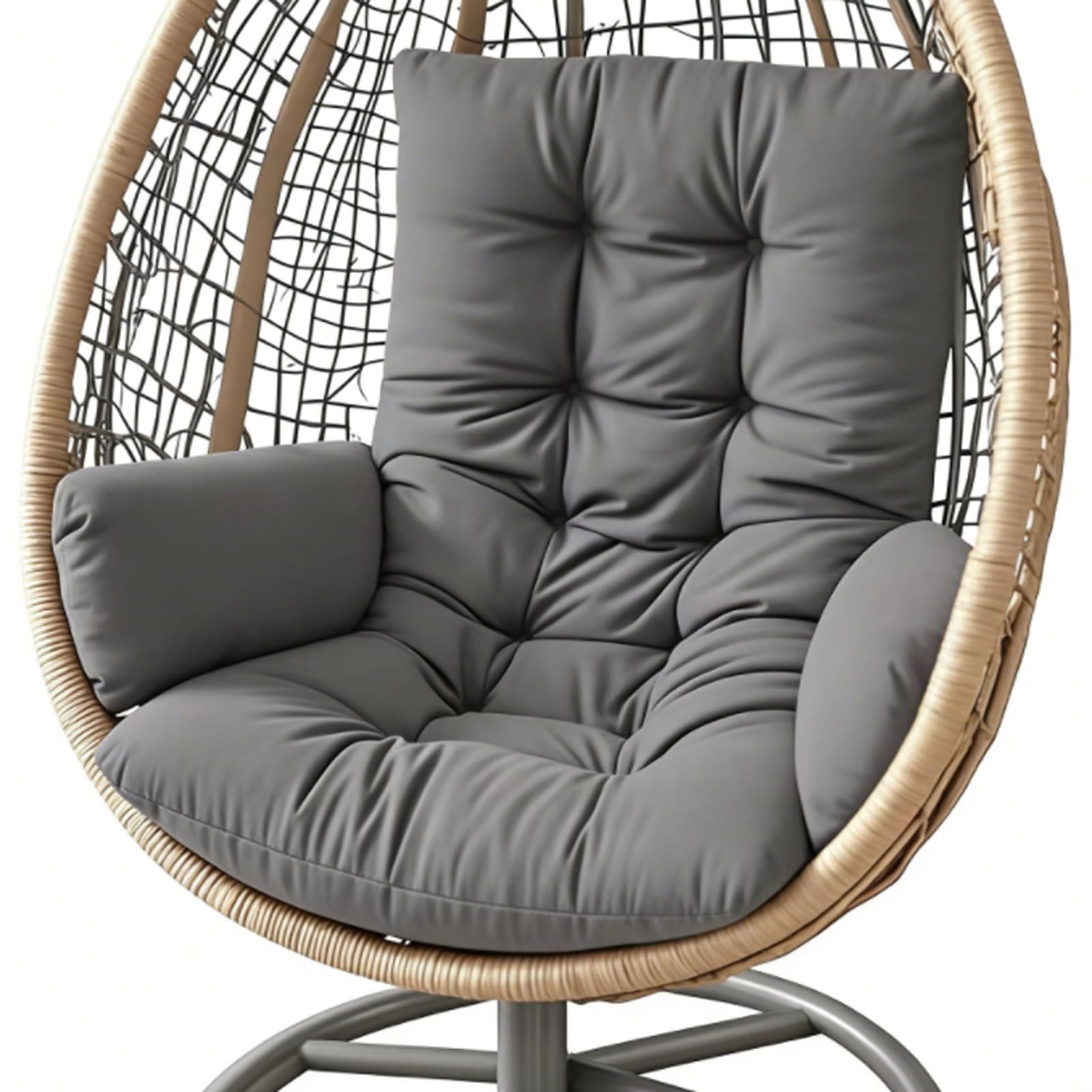 Yahbrra Thicken Egg Chair Cushion: Garden Outdoor Indoor Hanging Replacement Cushions for Hammock Waterproof Soft Swings Chair Cushion pp Cotton Filler (Dark Gray, 120 * 60 * 12cm) - 2
