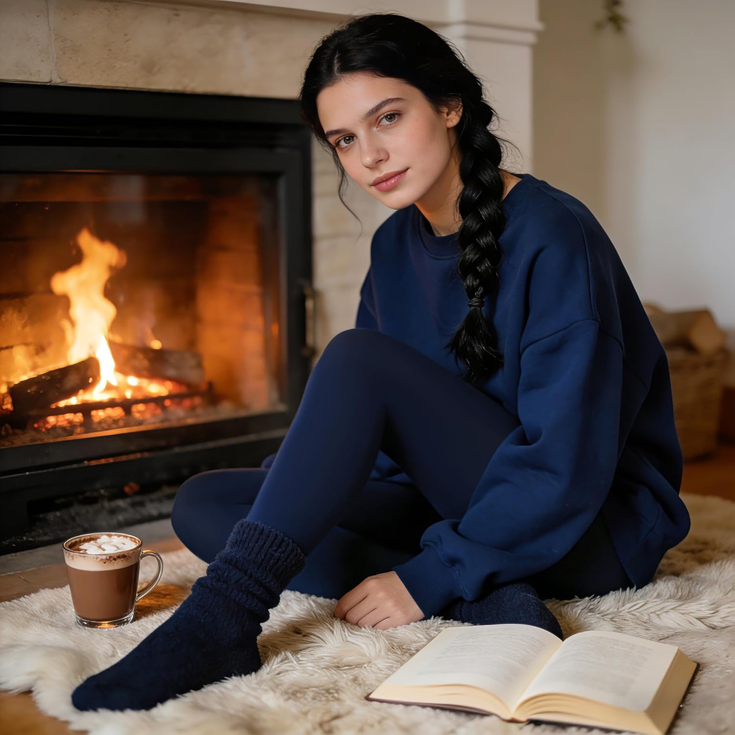 DUCMODA Fleece Lined Tights for Women, Warm Thermal Winter Pantyhose, Soft Opaque Thick Leggings - Image 2