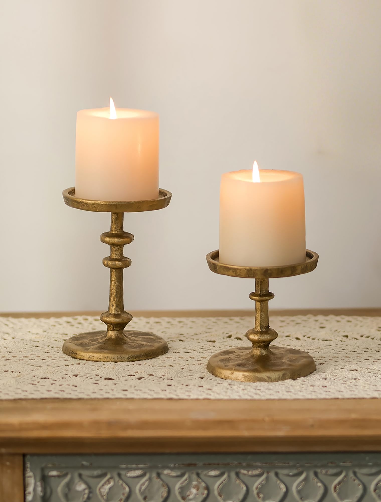 NUPTIO Gold Candle Holders for Pillar