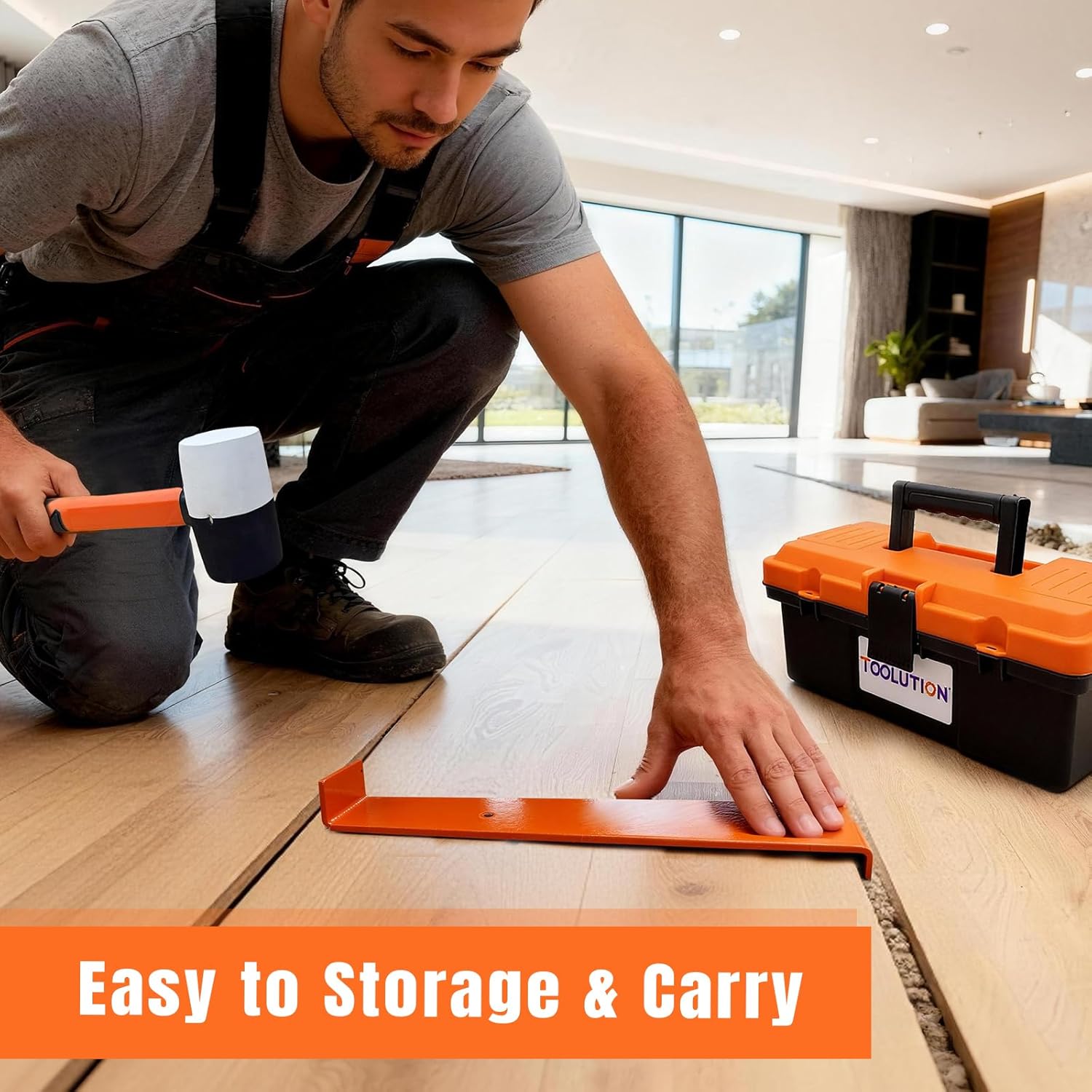 Laminate Flooring Tools - 44 Pcs Floor Installation Kit for Vinyl/Wood Plank with Rubber Mallet, Pull Bar, Claw Nail Puller, Tapping Block, 40-Piece Spacers, Storage Case