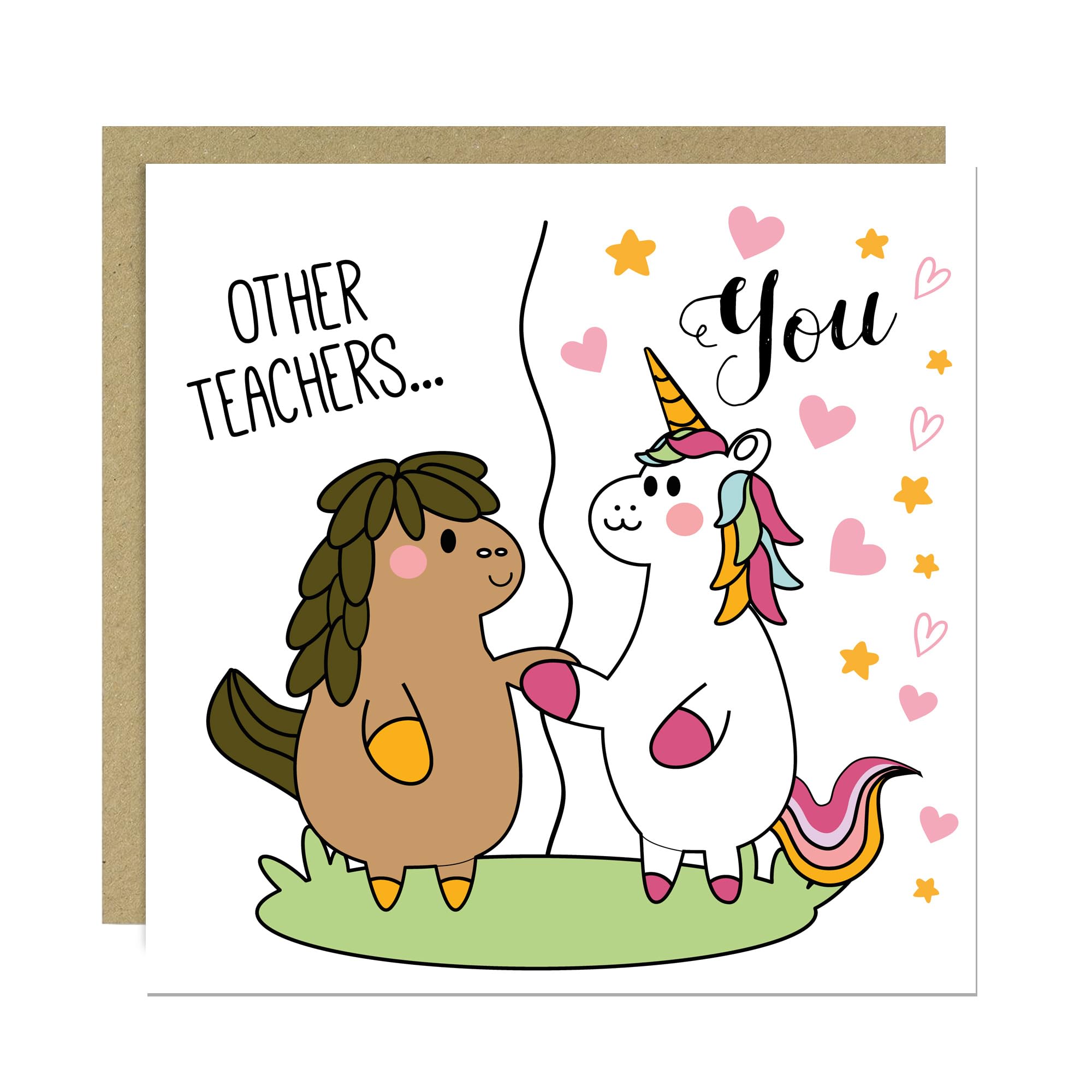 RED OCEAN Funny Teacher Thank You Cards End of Term Leaving Card For Teachers Nursery School Teacher Appreciation 145x145mm With Kraft Envelope