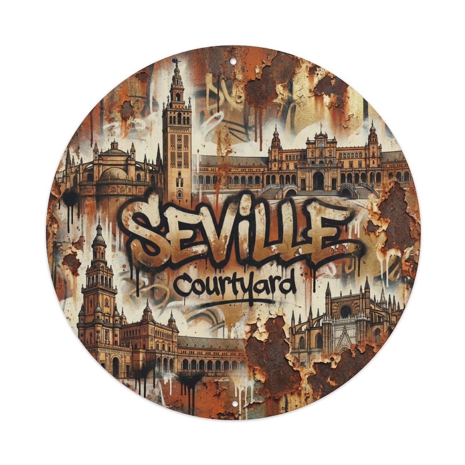 Metal Tin Sign Spain Seville Vintage Travel