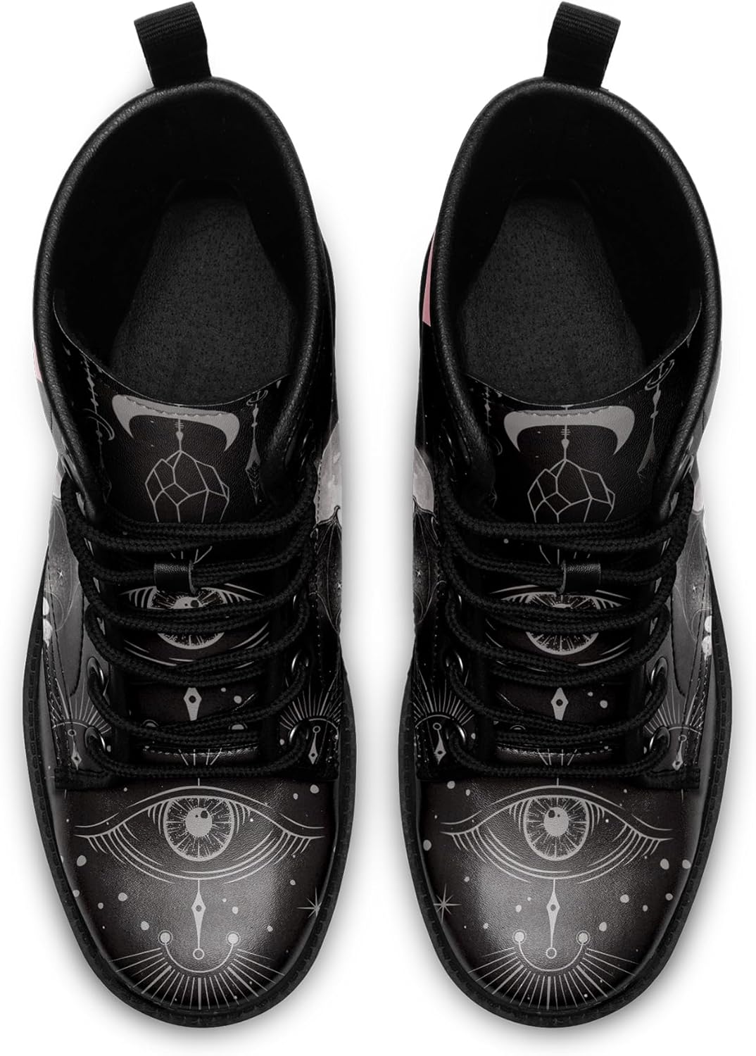 Gothic Combat Ankle Boots for Women Animal Artwork Lace-Up Vegan Leather Booties Punk Rock Chuncky Heel Fashion Black Boot - Image 4