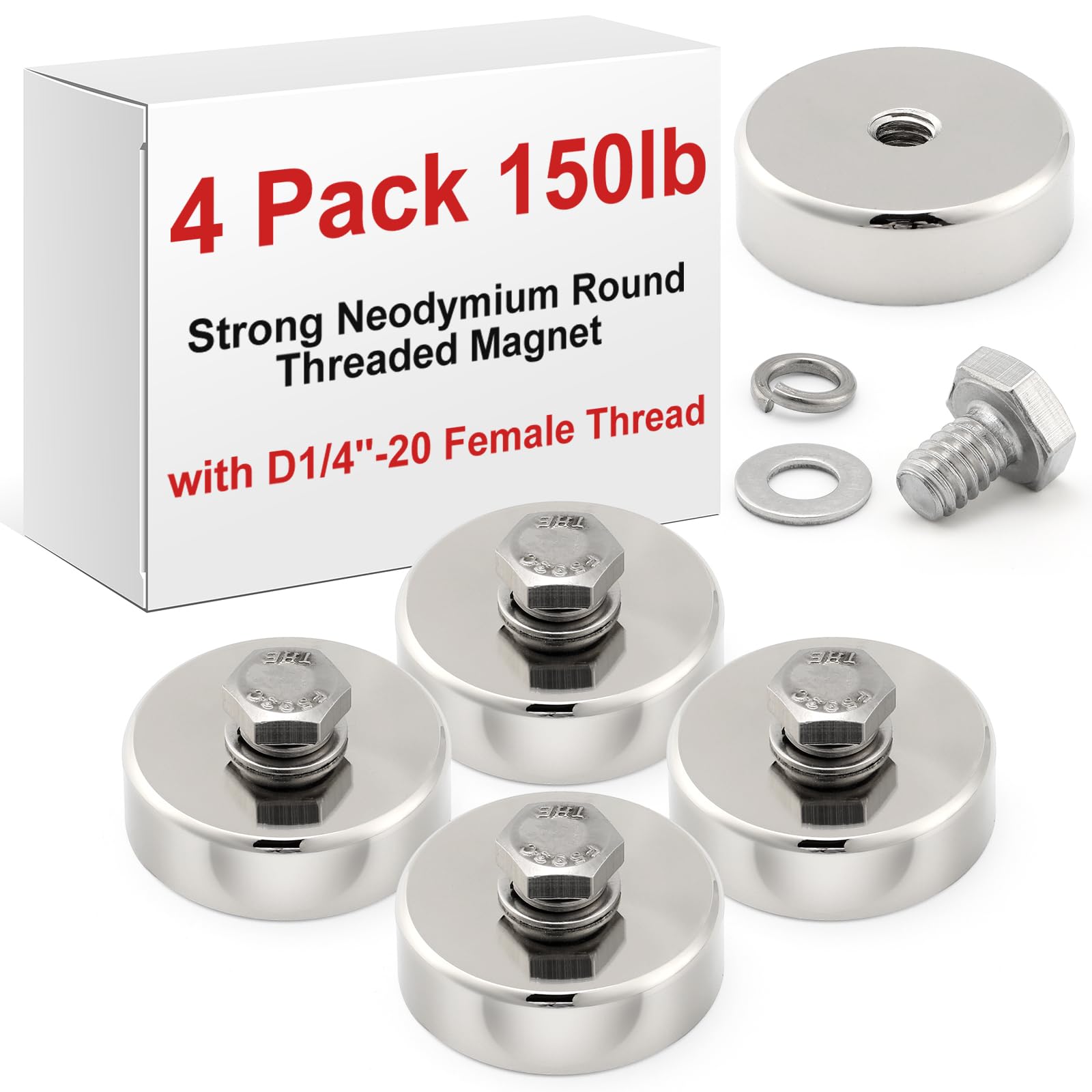 MorningRo 8 Pack Strong Round Threaded Magnet, 1.89 Inch, Primary Color — Amazon image 17
